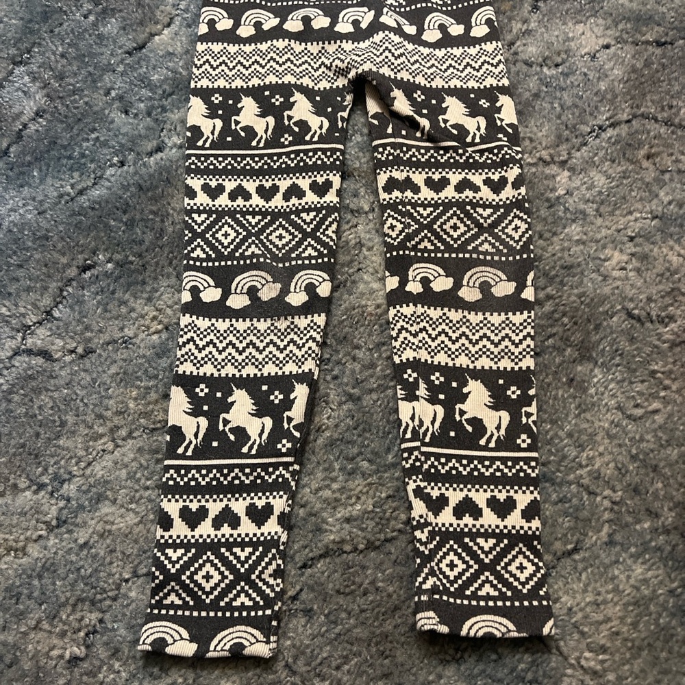 Falls Creek Kids Leggings - Black and Cream Reindeer Pattern
